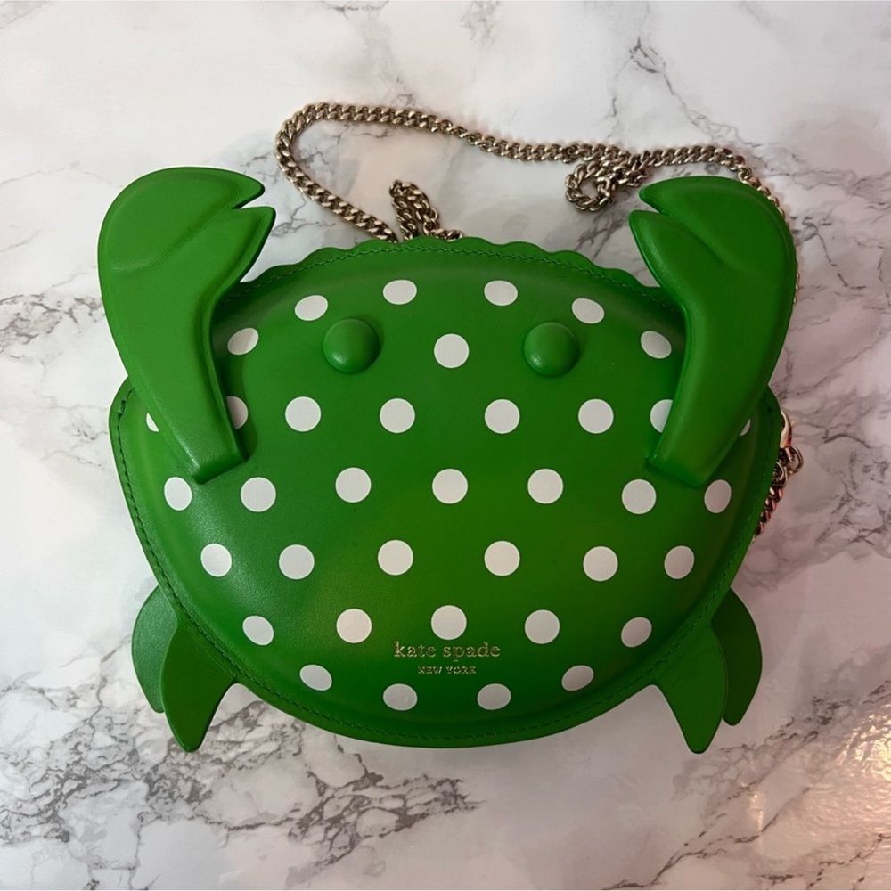 Kate Spade Shelly green crab crossbody polka dots novelty